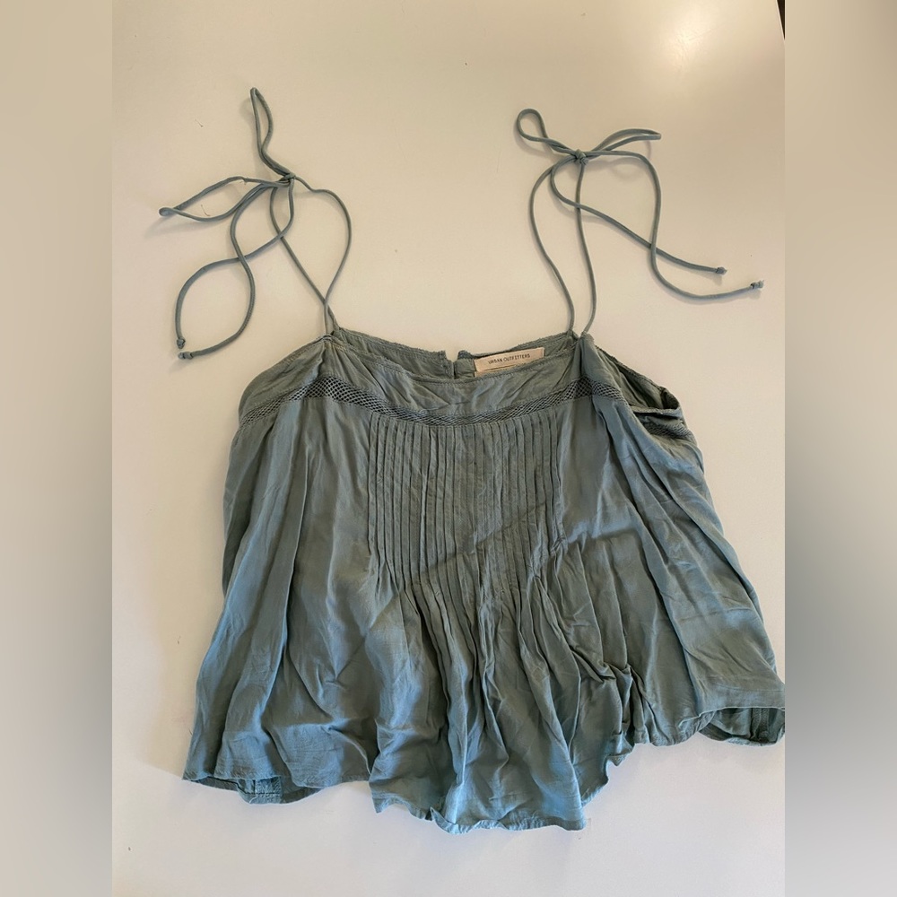 Urban Outfitters deadpan green flowy crop top with ties on straps